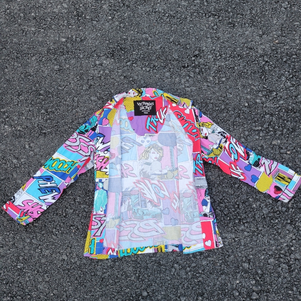 Victoria's Secret 90’s Cartoon Comics Pop Art Flannel Pajama Top Size Medium - Picture 13 of 15